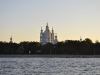 Смольный собор на закате. Вид с моста Петра Великого